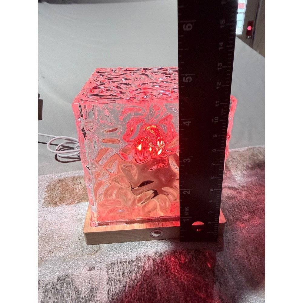 USB Dynamic Water Pattern Light LED Cube Projector Lamp RGB Color Changing Wood - Picture 4 of 7